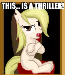 Size: 268x307 | Tagged: safe, artist:woox, derpibooru import, oc, oc:dizzy cream, unofficial characters only, bat pony, pony, caption, image macro, meme, solo, text, thriller (tv series)