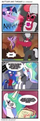 Size: 1150x3420 | Tagged: safe, artist:thebrokencog, derpibooru import, lord tirek, princess celestia, princess luna, twilight sparkle, twilight sparkle (alicorn), alicorn, pony, twilight's kingdom, comic, director, female, mare, sissy slap fight, twilight vs tirek