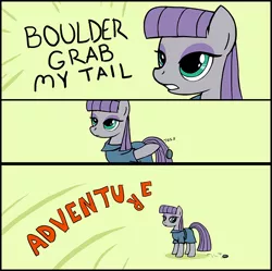 Size: 679x675 | Tagged: artist:zoarvek, boulder (pet), comic, derpibooru import, dialogue, grab my meme, maud pie, meme, safe, solo