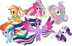 Size: 6825x4417 | Tagged: safe, artist:thisismyphotoshoppin, derpibooru import, applejack, fluttershy, pinkie pie, rainbow dash, rarity, twilight sparkle, twilight sparkle (alicorn), alicorn, pony, twilight's kingdom, absurd resolution, female, mane six, mare, rainbow power, simple background, transparent background, vector