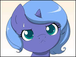 Size: 400x300 | Tagged: safe, artist:jdan-s, derpibooru import, princess luna, pony, :3, :<, animated, cheating, cross-eyed, cute, eye shimmer, female, filly, frown, glare, lunabetes, silly, simple background, smiling, solo, staring contest, sweat, sweatdrop, white background, wide eyes, woona, younger