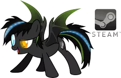 Size: 6203x4007 | Tagged: safe, derpibooru import, ponified, bat pony, pony, absurd resolution, console ponies, heterochromia, my little console, solo, steam, steam (software)