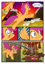 Size: 900x1280 | Tagged: artist:alskylark, comic, derpibooru import, falling, flying, mud, safe, scootaloo, scootaloo can't fly, solo