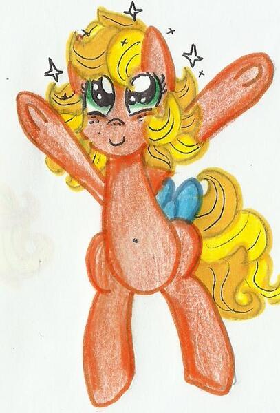 Size: 475x701 | Tagged: safe, artist:blanquiwiis, derpibooru import, applejack (g1), pony, bipedal, g1, solo, traditional art