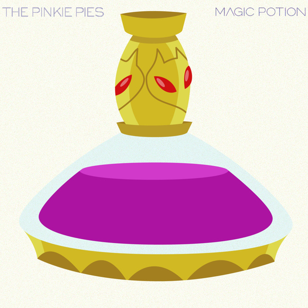 Size: 1000x1000 | Tagged: safe, artist:alozec, derpibooru import, ponified, pony, album cover, alozec, band, cd cover, flashback potion, flask, magic, magic potion, magic potion (album), music, parody, ponified album cover, potion, text, the black keys, the pinkie pies