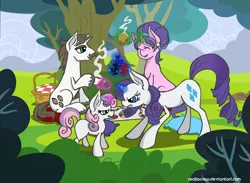 Size: 3508x2569 | Tagged: artist:riracreations, board game, cookie crumbles, cookieflanks, derpibooru import, dice, female, hondo flanks, magic, male, picnic, rarity, rarity's parents, safe, shipping, straight, sweetie belle