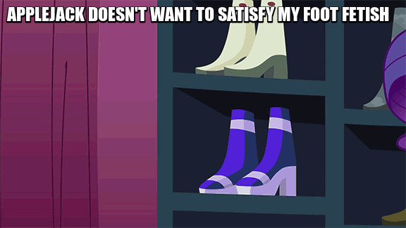 Size: 576x324 | Tagged: suggestive, derpibooru import, edit, edited screencap, screencap, rarity, equestria girls, animated, bronybait, caption, feet, fetish, foot fetish, image macro, meme, rarity's fetish, rejection, sad, shipping denied, solo, talking, text