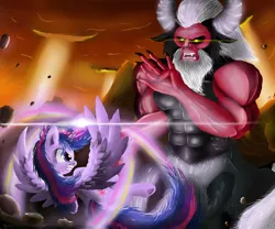 Size: 6000x5000 | Tagged: safe, artist:vittorionobile, derpibooru import, lord tirek, twilight sparkle, twilight sparkle (alicorn), alicorn, pony, absurd resolution, doom, doom ii, female, mare, twilight vs tirek