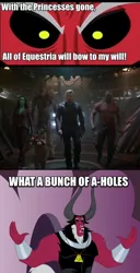 Size: 488x951 | Tagged: derpibooru import, drax the destroyer, exploitable meme, gamora, groot, guardians of the galaxy, lord tirek, marvel, meme, rocket raccoon, safe, scorpan's necklace, starlord, tirek vs everyone meme