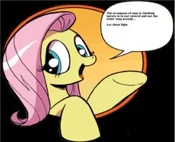 Size: 1644x1336 | Tagged: bad advice fluttershy, derpibooru import, exploitable meme, fluttershy, godzilla 2014, godzilla (series), ichiro serizawa, idw, let them fight, meme, quote, safe, solo