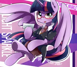 Size: 1500x1300 | Tagged: safe, artist:sion-ara, derpibooru import, twilight sparkle, twilight sparkle (alicorn), alicorn, pony, card, clothes, female, glasses, looking at you, mare, solo