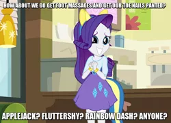 Size: 600x432 | Tagged: suggestive, derpibooru import, edit, edited screencap, screencap, rarity, equestria girls, caption, feet, fetish, foot fetish, image macro, meme, rarity's fetish, solo, text