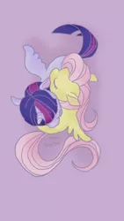 Size: 720x1280 | Tagged: safe, artist:garaganzya, derpibooru import, fluttershy, twilight sparkle, twilight sparkle (alicorn), alicorn, pony, female, hug, lesbian, mare, shipping, twishy