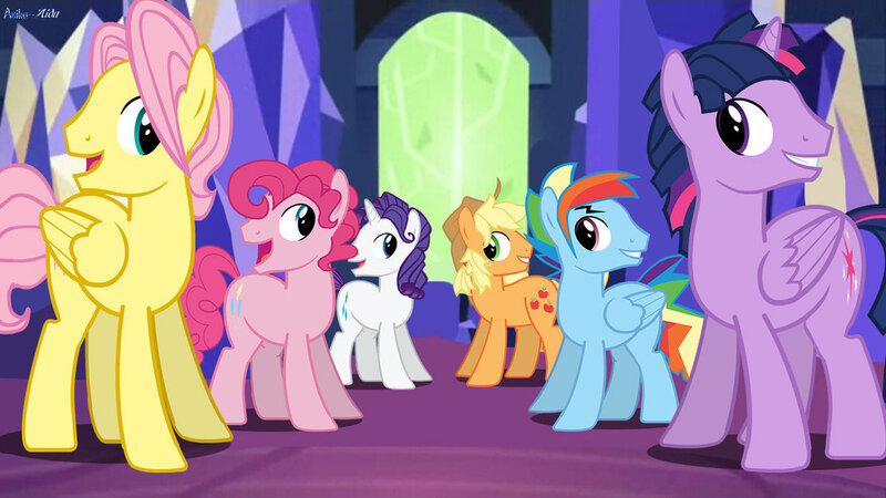 Size: 1191x670 | Tagged: alicorn, applejack, applejack (male), artist:asika-aida, bubble berry, butterscotch, derpibooru import, dusk shine, elusive, fluttershy, let the rainbow remind you, mane six, pinkie pie, prince dusk, rainbow blitz, rainbow dash, rarity, rule 63, safe, scene interpretation, twilight's kingdom, twilight sparkle, twilight sparkle (alicorn)