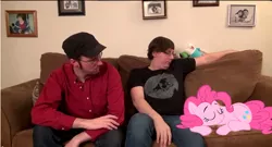 Size: 1302x704 | Tagged: cute, derpibooru import, doug's adorable visitor, doug walker, edit, exploitable meme, finn the human, human, irl, irl human, jason laws, meme, photo, pinkie pie, safe, sleeping