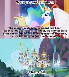 Size: 1021x1149 | Tagged: celestia's proclamation, derpibooru import, economics, economy, exploitable meme, meme, princess celestia, safe