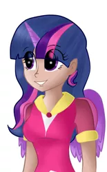 Size: 407x658 | Tagged: alicorn, artist:love354398, clothes, coronation dress, derpibooru import, dress, horn, horned humanization, human, humanized, safe, solo, twilight sparkle, twilight sparkle (alicorn), winged humanization, wings