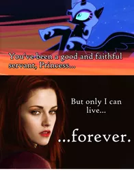 Size: 939x1200 | Tagged: antagonist, bella swan, betrayal, caption, crossover, derpibooru import, harry potter, image macro, meme, nightmare moon, quote, safe, text, twilight (series)