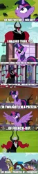 Size: 509x2310 | Tagged: safe, derpibooru import, applejack, discord, fluttershy, lord tirek, pinkie pie, rainbow dash, rarity, twilight sparkle, twilight sparkle (alicorn), alicorn, pony, twilight's kingdom, caption, dragonball z abridged, durl, female, image macro, mane six, mare, meme, pretzel coordination, teamfourstar, text