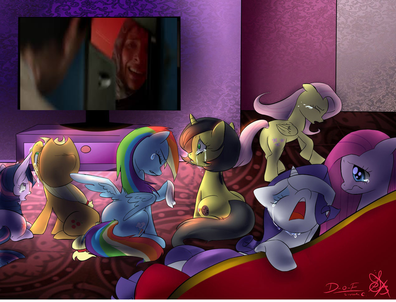 Size: 1272x968 | Tagged: applejack, derpibooru import, exploitable meme, fluttershy, godzilla 2014, godzilla (series), joseph brody, mane six, meme, obligatory pony, oc, oc:pauly sentry, pinkie pie, rainbow dash, rarity, sad movie meme, safe, sandra brody, twilight sparkle