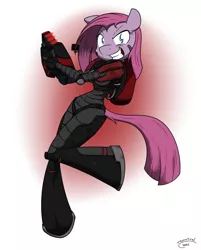 Size: 1099x1370 | Tagged: anthro, armor, artist:sandwich-anomaly, black hand, brotherhood of nod, command and conquer, derpibooru import, gun, kane's wrath, pinkamena diane pie, pinkie pie, safe, solo, unguligrade anthro, weapon