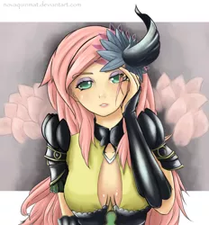 Size: 1300x1400 | Tagged: artist:novaquinmat, crossover, derpibooru import, fluttershy, human, humanized, safe, solo, yu-gi-oh!