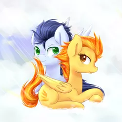 Size: 2000x2000 | Tagged: artist:chiweee, derpibooru import, female, male, safe, shipping, soarin', soarinfire, spitfire, straight