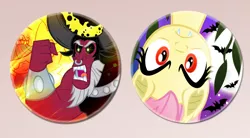 Size: 900x495 | Tagged: safe, artist:pixelkitties, derpibooru import, fluttershy, lord tirek, bat, bat pony, bats!, bat ponified, button, flutterbat, moon, race swap