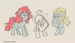 Size: 1828x1044 | Tagged: safe, artist:carrot-love-to-draw, derpibooru import, ponified, pony, brave, crossover, elsa, frozen (movie), jack frost, merida, rise of the guardians, traditional art