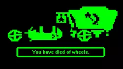 Size: 868x486 | Tagged: artist:pixelkitties, derpibooru import, don't trust wheels, implied death, oregon trail, parody, safe, trixie, wagon, wheel, you have died of dysentery