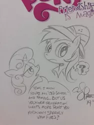Size: 768x1024 | Tagged: andy you magnificent bastard, artist:andypriceart, daring do, derpibooru import, safe, sweetie belle, traditional art, twilight (series)