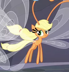 Size: 656x687 | Tagged: applebreezie, applejack, breezie, breeziefied, derpibooru import, flying, it ain't easy being breezies, outfit catalog, safe, screencap, solo, species swap
