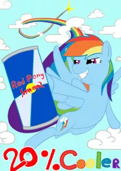 Size: 2480x3507 | Tagged: 20% cooler, artist:cladz, derpibooru import, energy drink, product placement, rainbow dash, red bull, safe, solo