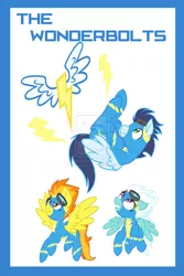 Size: 1024x1536 | Tagged: artist:annakitsun3, clothes, derpibooru import, fleetfoot, safe, soarin', spitfire, uniform, watermark, wonderbolts, wonderbolts uniform