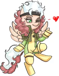 Size: 1139x1468 | Tagged: safe, artist:redanon, derpibooru import, pegasus, pony, heart, marvel, rogue (x-men), solo, x-men