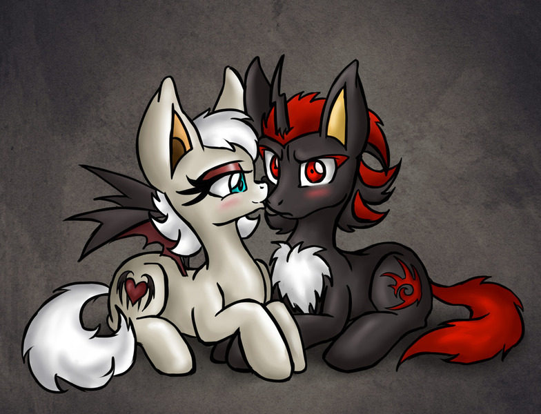 rouge and shadow kissing