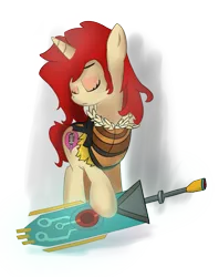 Size: 857x1080 | Tagged: safe, artist:doombie43, derpibooru import, ponified, pony, red (transistor), simple background, solo, sword, transistor, transparent background, weapon