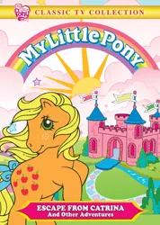 Size: 367x515 | Tagged: applejack (g1), derpibooru import, dream castle, dream valley, dvd, escape from catrina, g1, official, path, rainbow, river, safe, shout factory, solo, sun