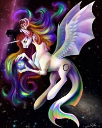 Size: 4000x5000 | Tagged: absurd resolution, alicorn, and that's how equestria was made, antlers, artist:silfoe, blackest night, blackest night equestria, cosmic giant, creation, derpibooru import, draconequus, emotional spectrum, entity, ethereal mane, fish tail, galaxy, goddess, green lantern, horsehead nebula, hybrid wings, life, macro, merpony, oc, oc:fausticorn, origin story, ouroboros, planet, pony bigger than a planet, safe, smiling, solo, space, spread wings, stars, unofficial characters only, wings, world
