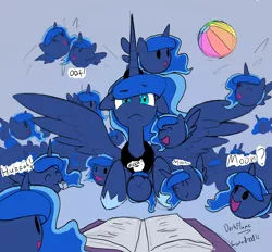 Size: 7542x7000 | Tagged: safe, artist:darkflame75, derpibooru import, princess luna, alicorn, pony, lunadoodle, :3, :>, :d, :o, absurd resolution, beach ball, blob, blob ponies, book, calendar of lunas, chubbie, cuddling, cute, eye twitch, female, floppy ears, flying, frown, happy, huzzah, lunabetes, mare, moon, multeity, nom, open mouth, photoshop, prone, self ponidox, smiling, snuggling, spread wings, sugarcube, too many lunas, too many ponies, weapons-grade cute, wide eyes, wings