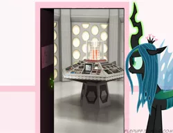 Size: 2086x1605 | Tagged: derpibooru import, doctor who, door, fluffle puff's closet, meme, queen chrysalis, safe, solo, tardis