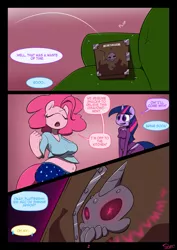 Size: 849x1200 | Tagged: anthro, artist:slypon, belly button, breasts, chubby, comic, comic:night mares, comic:night mares (series), derpibooru import, midriff, pinkie pie, safe, twilight sparkle