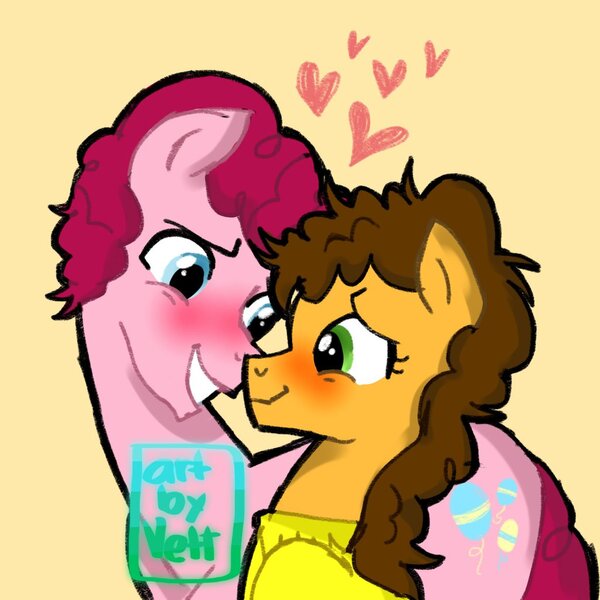 Size: 1024x1024 | Tagged: safe, artist:carranzis, derpibooru import, cheese sandwich, pinkie pie, bubble berry, cheesepie, female, grilled cheese (r63), grilledberry, male, rule 63, shipping, straight