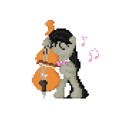 Size: 250x250 | Tagged: animated, artist:thelunarmage, bow (instrument), cello, cello bow, derpibooru import, music, musical instrument, music notes, octavia melody, pixel art, safe, simple background, solo, transparent background