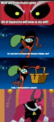 Size: 580x1292 | Tagged: basket, derpibooru import, exploitable meme, lord tirek, meme, picnic basket, safe, scorpan's necklace, the picnic, tirek vs everyone meme, wander over yonder, wander (wander over yonder)