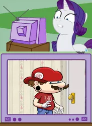 Size: 438x599 | Tagged: artist:hotdiggedydemon, derpibooru import, exploitable meme, korn, luigi's day out, mario, meme, obligatory pony, rarity, safe, super mario bros., tv meme