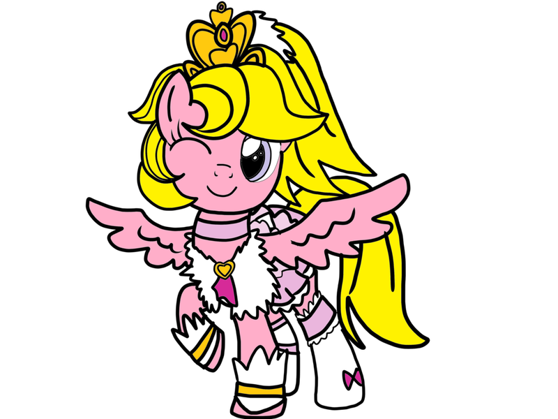 Size: 1024x768 | Tagged: artist:omegaridersangou, clothes, cosplay, costume, cure lovely, derpibooru import, g1, g1 to g4, g4, generation leap, happiness charge precure, my little pony tales, precure, pretty cure, safe, solo, starlight (g1)