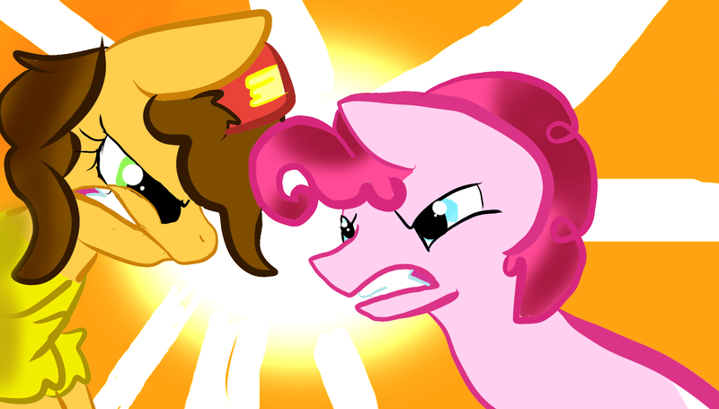 Size: 1800x1024 | Tagged: angry, artist:imacrazynut321, bubble berry, cheese sandwich, derpibooru import, duel, goof off, grilled cheese (r63), pinkie pie, rule 63, safe