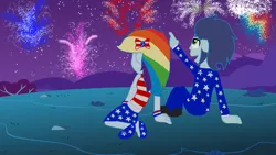 Size: 1024x576 | Tagged: safe, artist:imtailsthefoxfan, derpibooru import, rainbow dash, soarin', human, equestria girls, 4th of july, american independence day, female, fireworks, holiday, humanized, independence day, male, shipping, soarindash, straight