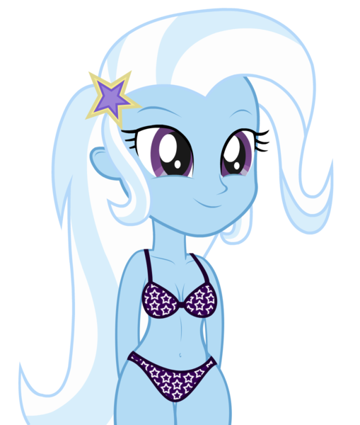 Size: 1042x1229 | Tagged: suggestive, derpibooru import, edit, trixie, equestria girls, equestria girls (movie), belly button, bra, breasts, clothes, cool starry bra, cute, female, panties, purple underwear, simple background, solo, solo female, starry underwear, transparent background, underwear, underwear edit, vector